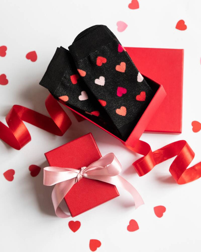 M30D Serce Herren lange Socken Italienische Mode - schwarz