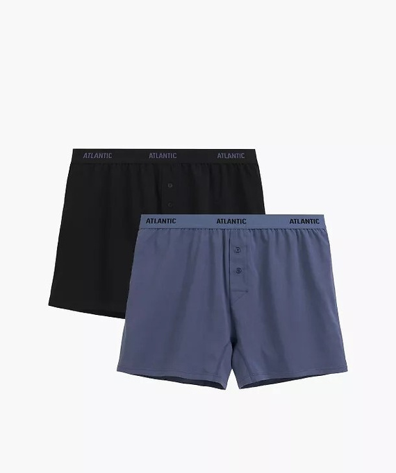 Herrenboxershorts Atlantic 2MBX-0255 A2 2er-Pack schwarz-denim – locker, 100% Baumwolle