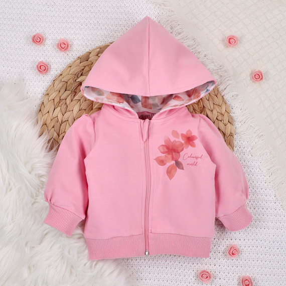 ABN-5430 Buntes Blumen-Nini-Sweatshirt aus Bio-Baumwolle, rosa