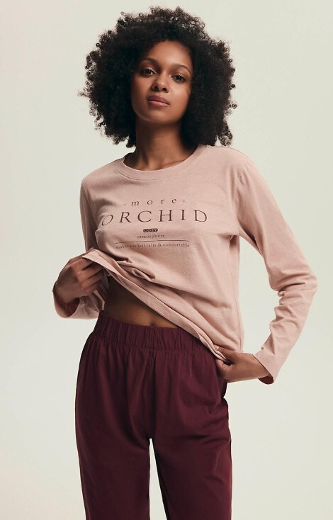 43733 Dorla Henderson Orchideen-Damenpyjama – Baumwolle, lange Ärmel und Hosen