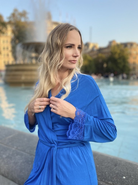 412 Dagmara Kurzer Morgenmantel für Damen Forex - Kornblume