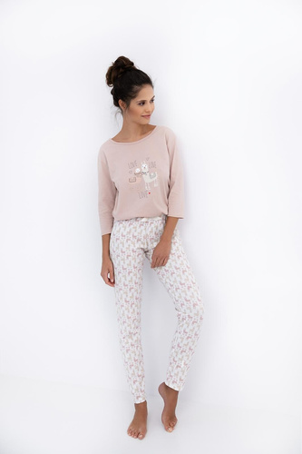 Milani Sensis Damenpyjama – 100 % Baumwolle, Lamé, 3/4-Ärmel