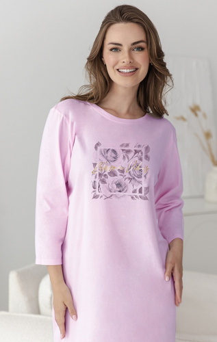 Damen Nachthemd Taro Selia 3636 100% Baumwolle Langarm Blumen-lila
