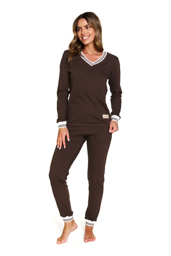 Doctor Nap 4504 – Damen-Pyjama aus Baumwolle mit Rippbündchen – Stil und Komfort für jeden Tag – Brownie