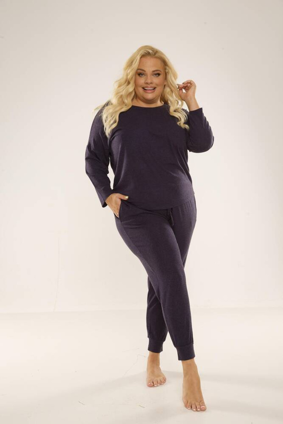 347 Paula Plus Size Damen Schlafanzug De Lafense - navy blau