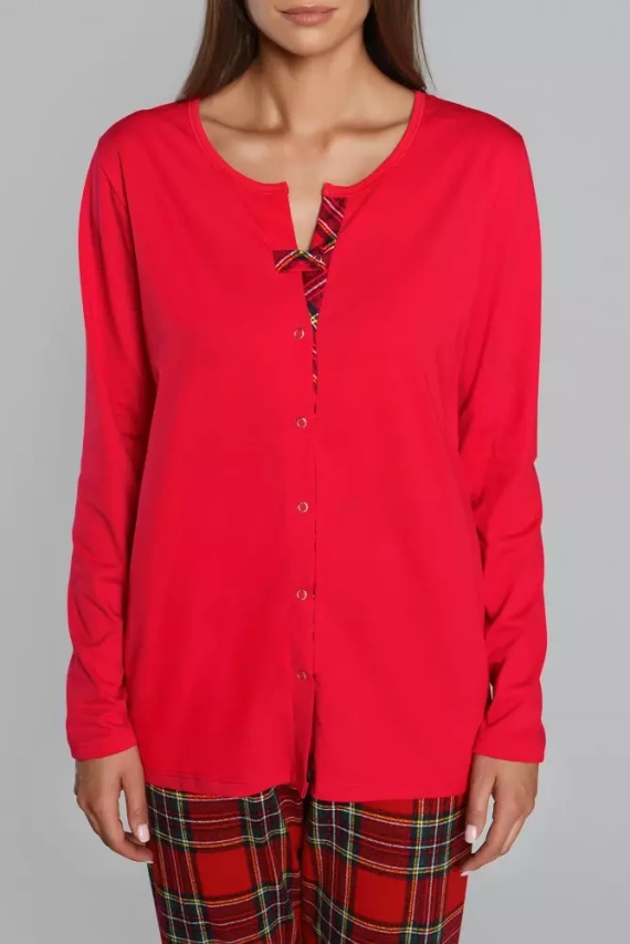 Zorza Damen Schlafanzug langarm, Hose Italian Fashion - grün/print 