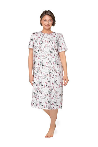 203 Bogna I Martel Nachthemd mit Reißverschluss – Weiß-Rosa 24