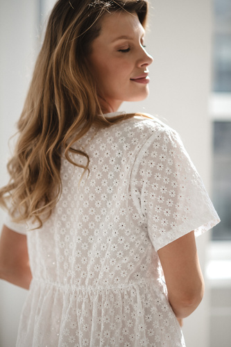 Still- und Umstandsnachthemd Flower Power Milk & Love Baumwolle white