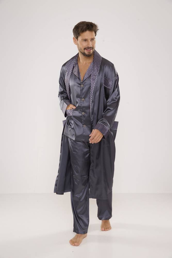 939 Pyjama für Männer aus grauem Satin