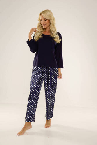 731 Magnolia Damen-Schlafanzug De Lafense - navy blau