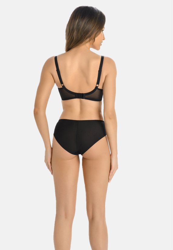 Schwarzer Damen-Slip Teyli 758 mit hohem Bund und doppeltem Netzstoff