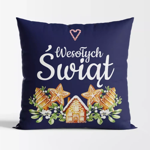 TBN016 Lebkuchen-Weihnachtskissen Marquisette marineblau