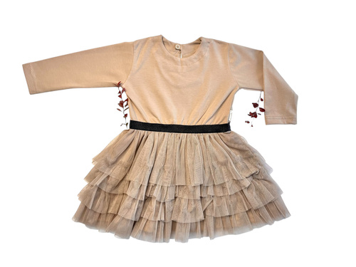 Beiges Babykleid Mamatti SW054 – 100 % Baumwolle | Polnische Qualität | Komfort und Stil