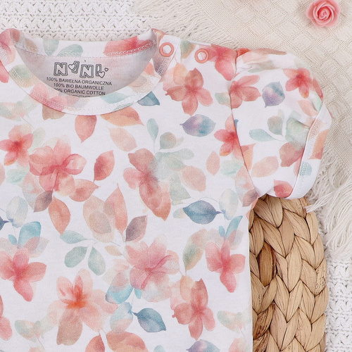 ABN-5417 Bunte Blumen Kurzarm-Body aus Bio-Baumwolle mit Nini-Print