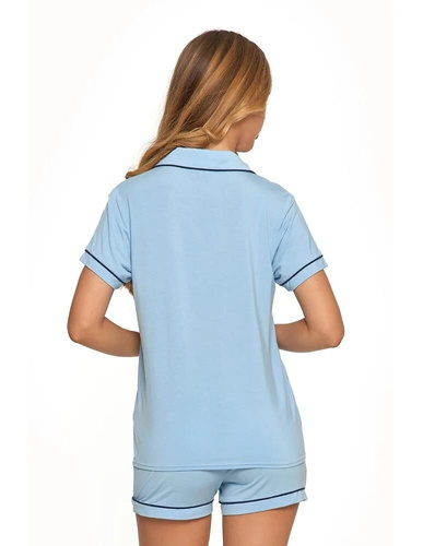 PDD4900-022 Moraj Damen-Kurzarmpyjama – Blau