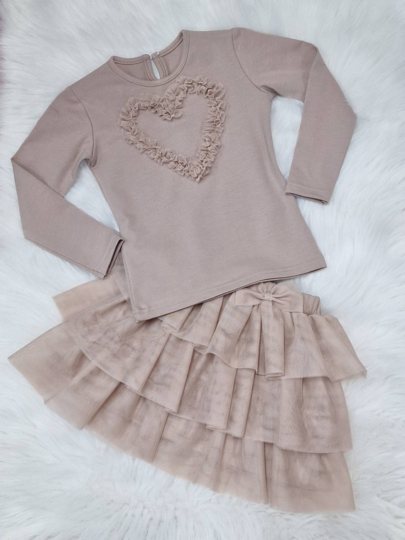 Mia Bambarillo Langarmbluse, Beige, Beige Herz