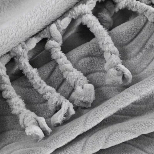 Emma Blanket Tagesdecke mit Fransen, Eurocurtains, Silber