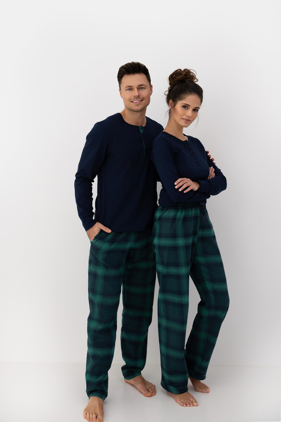 Cassandra Sensis Damenpyjama – Baumwolle, lang, kariert