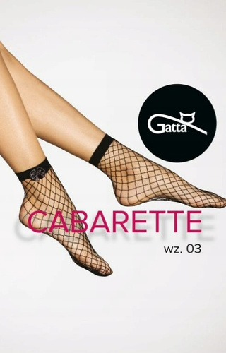 568 Cabarette 03 Gatta schwarze Damensocken – Netzstrümpfe mit Verzierung