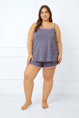 Tiana Damen Schlafanzug mit schmalen Trägern, Shorts Italian Fashion - Druck 