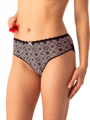 Damen-Baumwoll-Slip Key LPC 731 schwarz beige – 2er-Set in einer Box, bequemer Schnitt