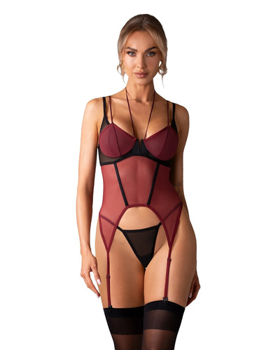 Gorset Obsessive Parisel Corset Bordeaux mit Bügeln + String