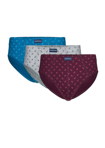 Henderson 1446 K717 Herren-Slips 3er-Pack 100% Baumwolle Weich Gemustert