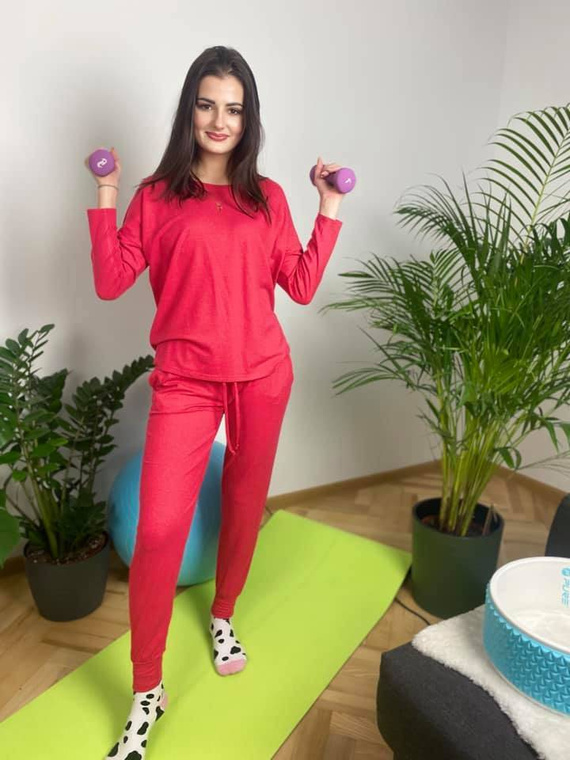 555 Paula Damen Schlafanzug De Lafense - Himbeere