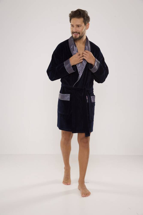 772 Bonjour Herren-Forex-Bademantel - navy blau