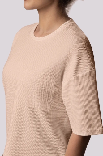 Gemütlicher Kurzarm-Damenpyjama Mona beige