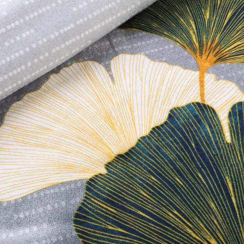 31510/1 Flanell-Bettwäsche Darymex Flanell graugrüne Ginkgoblätter – Set, 100 % Baumwolle, warm und weich