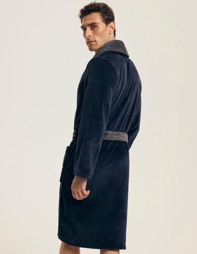 Henderson 43378 Nocturn Herrenbademantel – Marineblau, in der Taille gebunden, weicher Stoff