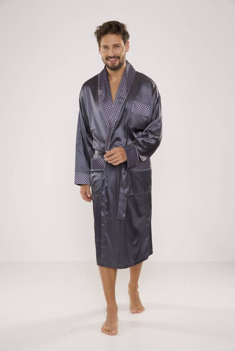 940 Forex Herren-Bademantel aus Satin - grau