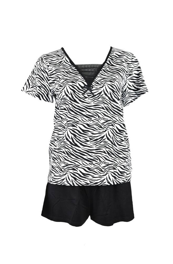 747 Savannah Damen Schlafanzug De Lafense - weiß-schwarz