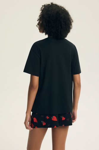 Damenpyjama Elain 44497 Henderson – 100% Baumwolle, Shorts, Herzen