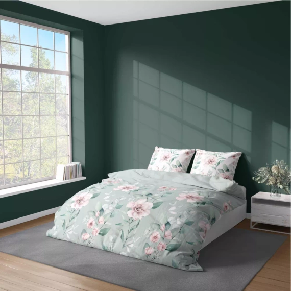 5035 A Mikrofaserbettwäsche mit Blumen Detexpol mint
