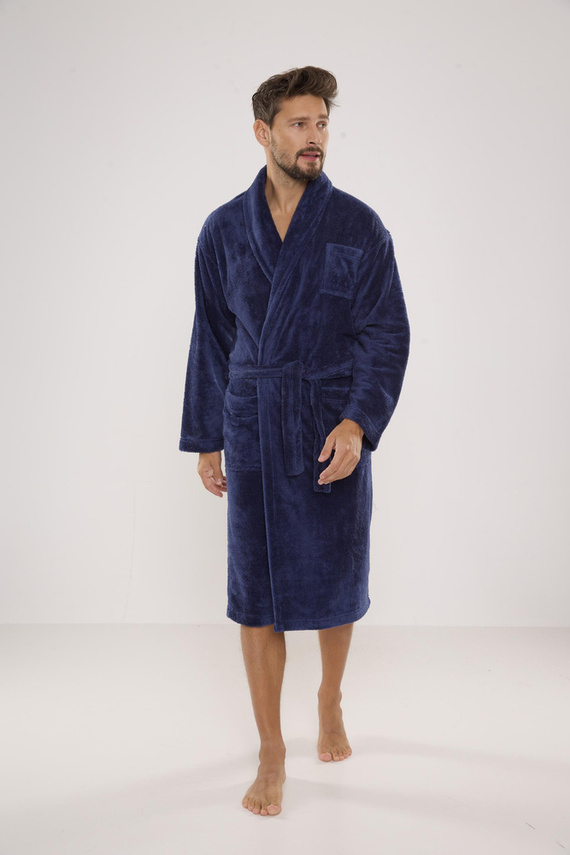 811 De Lafense Herren-Bademantel aus Plüsch - Denim