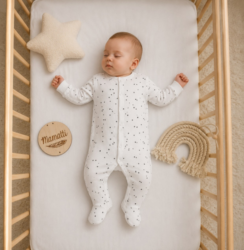 Mamatti PA16240 Baby-Strampler aus Baumwolle mit Druckknöpfen und Sternenprint