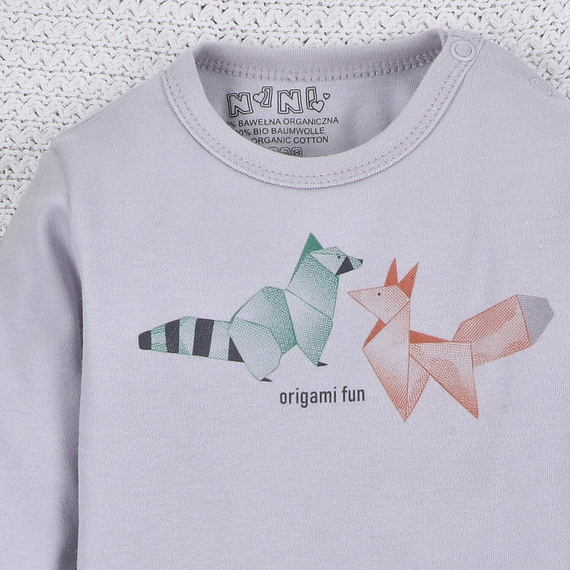 ABN-5384 Lustiger Origami-Body aus Bio-Baumwolle, Nini-Grau
