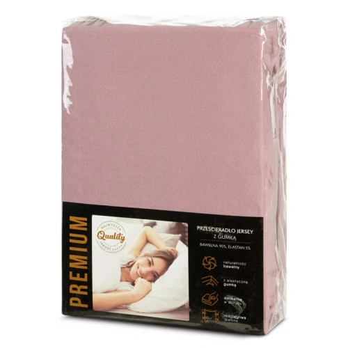 Jersey-Spannbettlaken 4 Eurofirany mit Gummizug Baumwolle Elastan 190 g/m² puderrosa