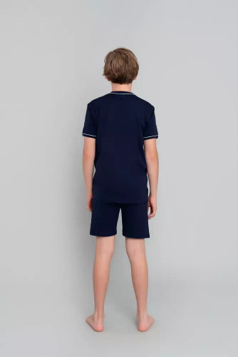 Gibson Boys' kurzärmeliger Schlafanzug, Hose Italian Fashion - marineblau