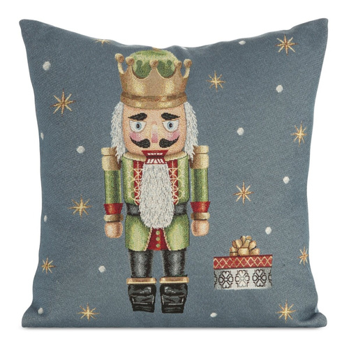 Chp 6080 Weihnachts-Tapisserie-Kissenbezug, Nussknacker, Euro-Vorhänge, Grau