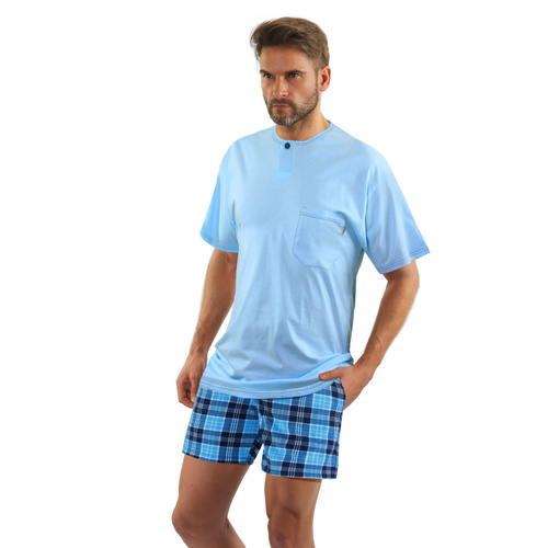 2629/13 Herren-Pyjama, kurze Ärmel, kurze Hose Sesto Senso blau