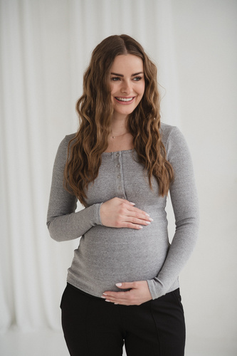 Tummy Milk&Love Umstands- und Stillshirt aus Viskose light gray melange