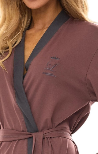 2505 L&L langer Damenbademantel – Pflaume