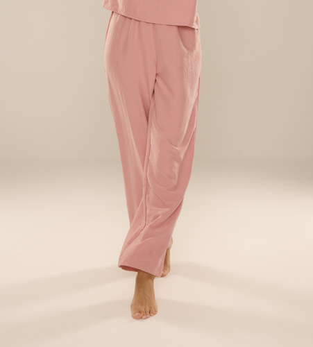 Maeve 875 De Lafense Damen Pyjamahose - lang, einfarbig, mit Taschen - rosa