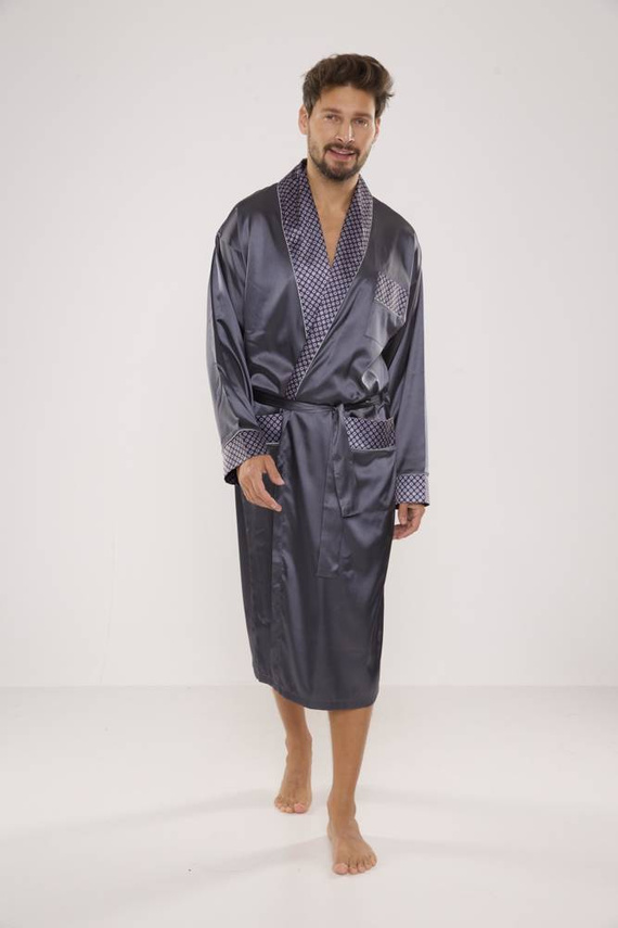 940 Forex Herren-Bademantel aus Satin - grau