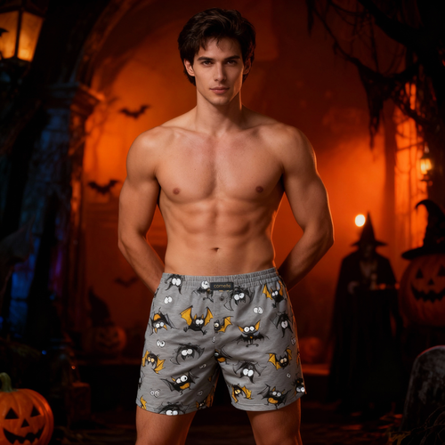 001/182 011/182 Cornette Klassische Herren-Boxershorts aus Baumwolle mit lustigem Aufdruck in Boxgrau