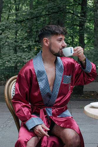 940 Forex Bademantel aus Satin für Männer - kastanienbraun