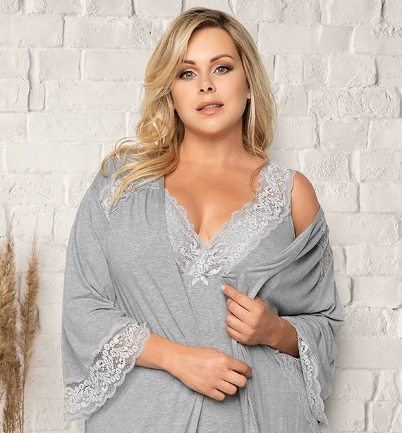 Samaria Robe Italian Fashion 3/4 Ärmel - grau